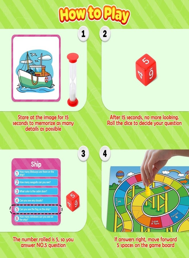 SkilLify Memory Board Games for Kids, Educational Learning Board Games, Memory Game for Boys and Girls Ages 6+, Fun Educational Toy for Travel Indoor Outdoor Classroom Family Games 2-4 Players - Image 4